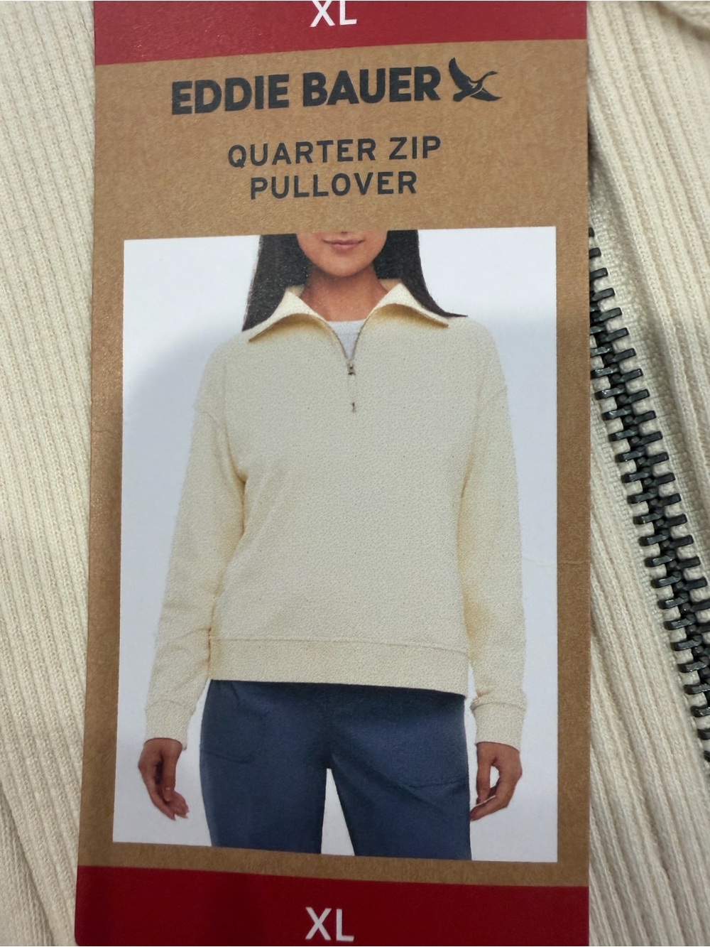 Eddie Bauer Women's Cream Quarter-Zip Pullover Sweater